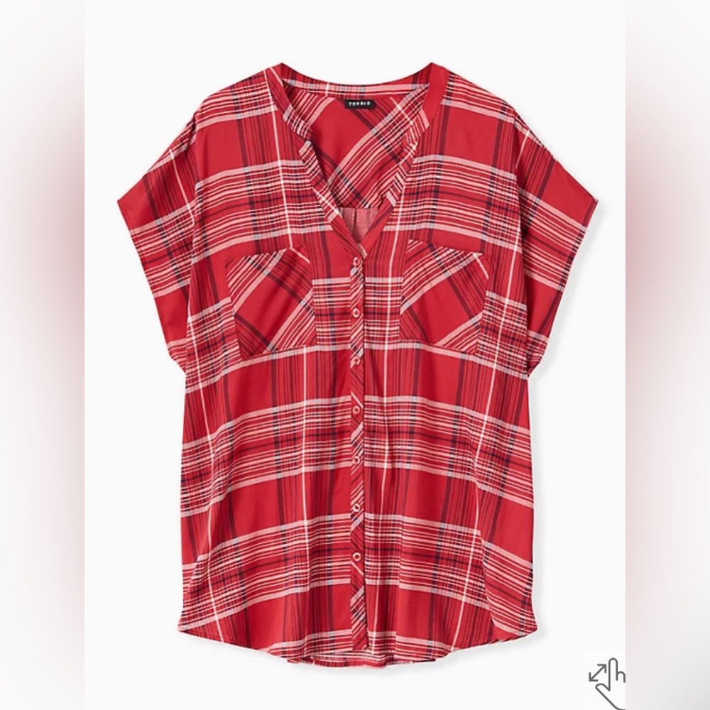 CHALLIS BUTTON-FRONT DOLMAN SLEEVE TOP